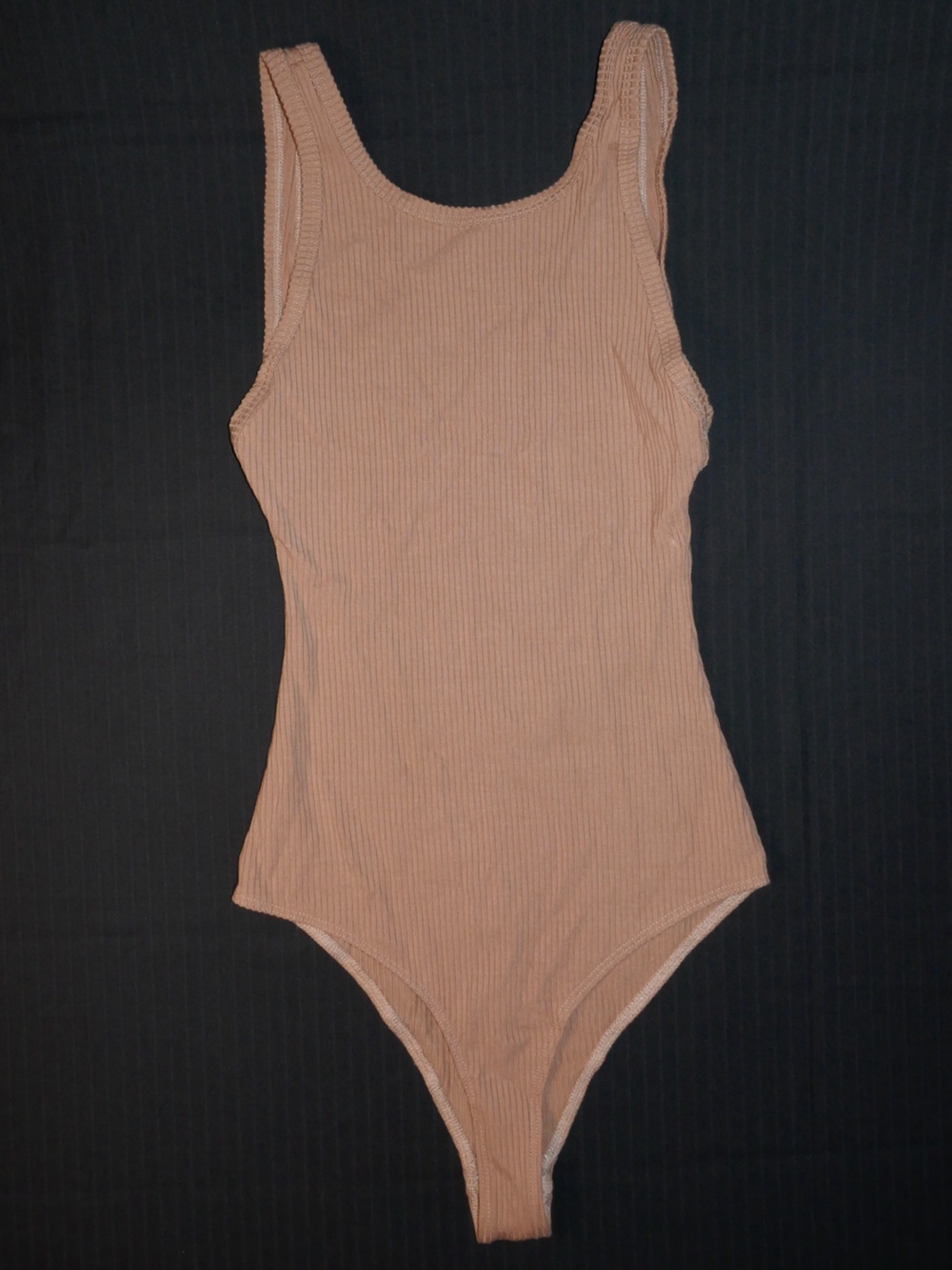 NWOT Reformation Ribbed Open Back Camel Tan Brown Bodysuit | Small